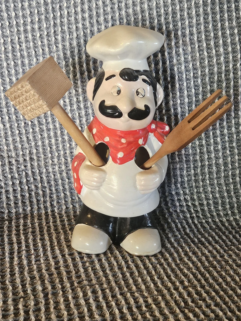 Ceramic Chef Utensil Holder - White & Red